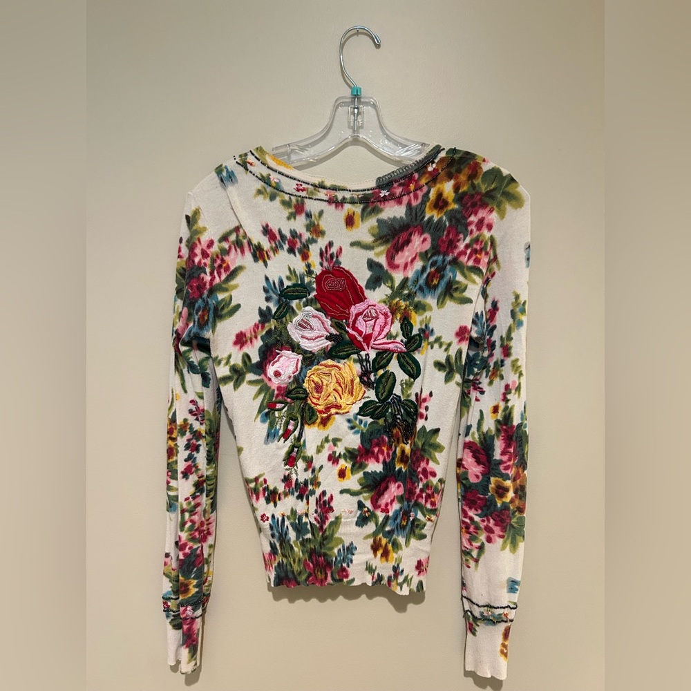Charlotte Vintage Embroidered & Beaded Cardigan With Crystal Buttons Size M - Picture 2 of 6
